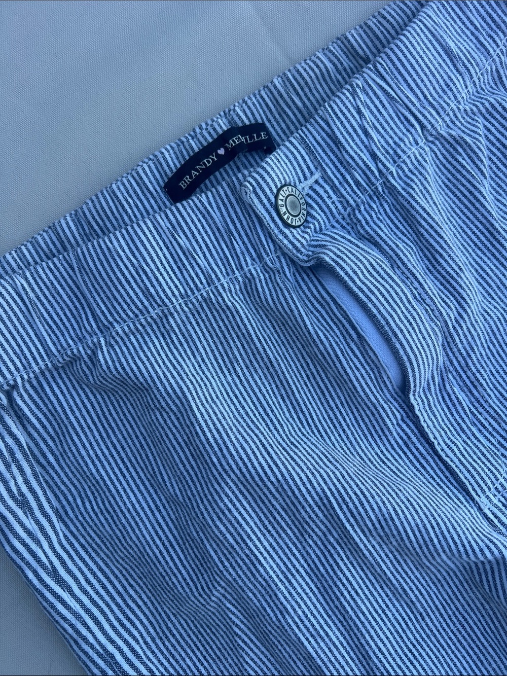 Brandy Melville Blue and White Striped Seersucker Shorts